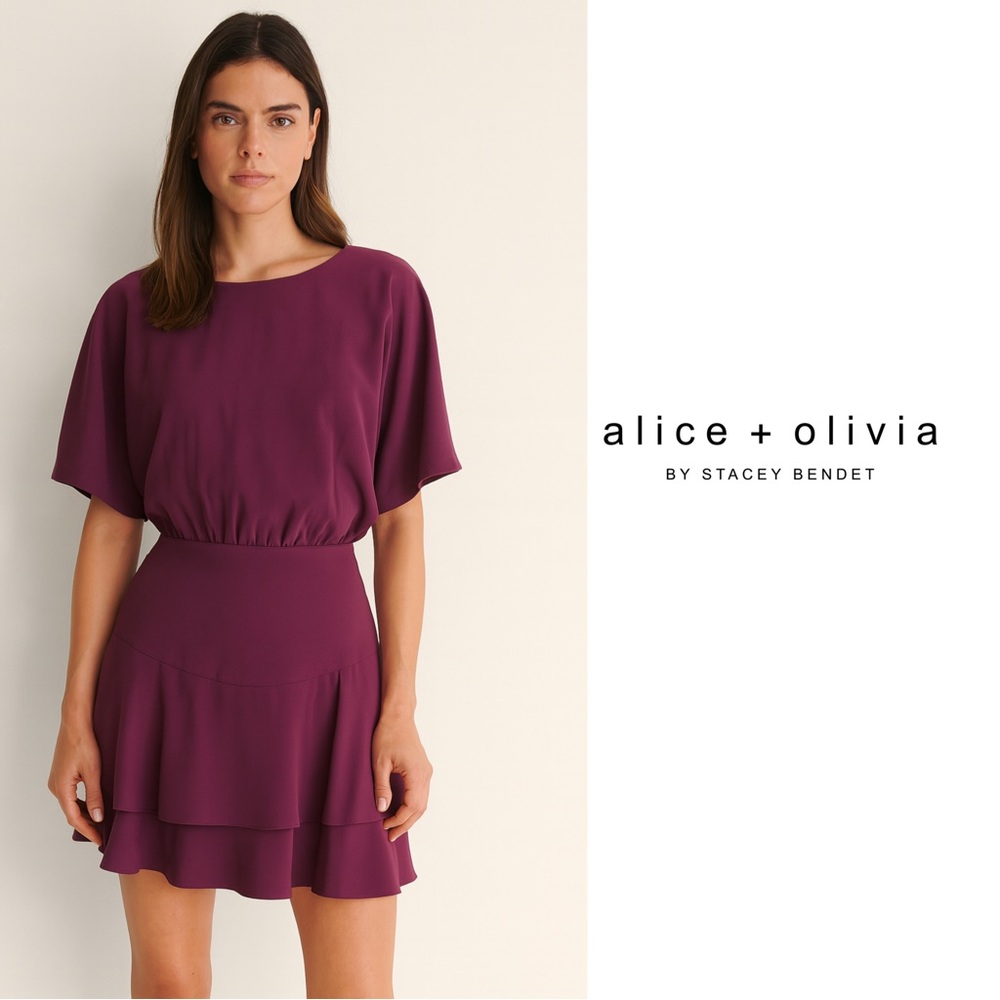 NEW Alice + Olivia Palmira Tie-Back Tiered Dress